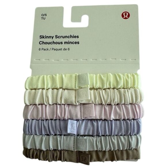 Lululemon Skinny Scrunchies 6 Pack Sheer Oak/Lt Ivory/Pink Org/Elix/Vapor/Lav Fr main image 4
